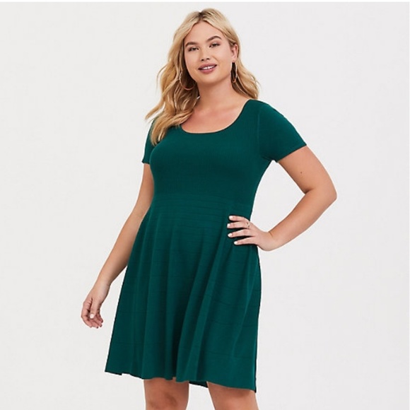 torrid Dresses & Skirts - TORRID Green Skater Sweater Dress